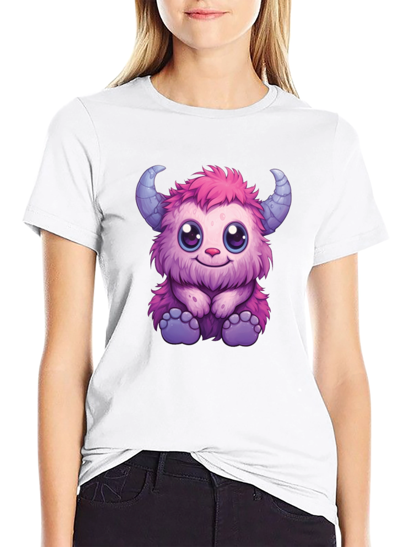 Cute Monster Graphic Tee - Black