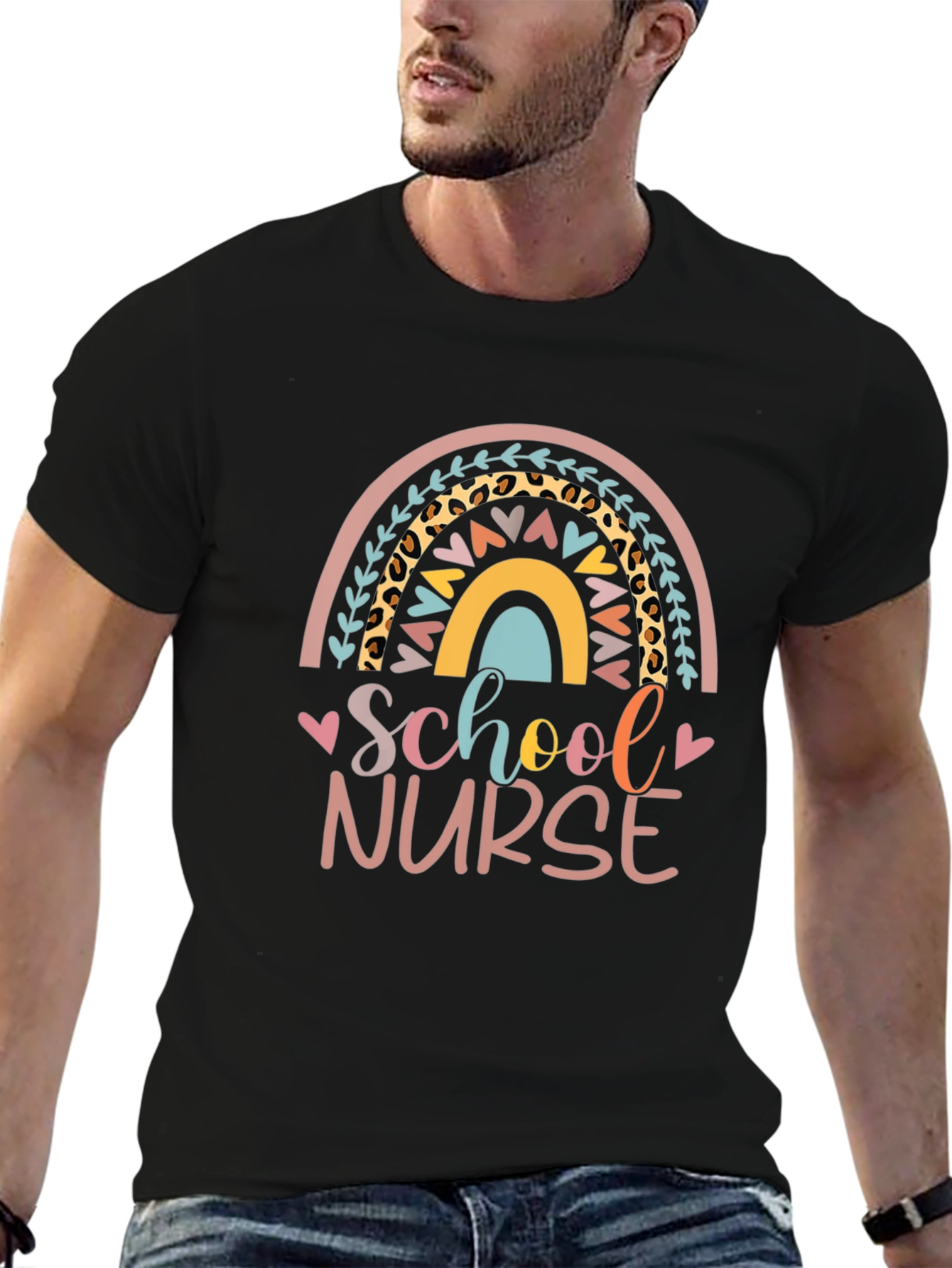 School Nurse Rainbow Graphic T-Shirt
