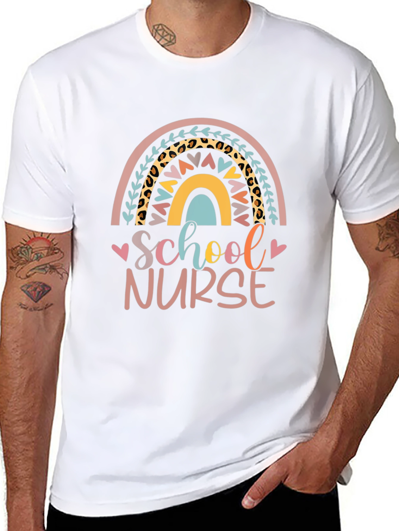 School Nurse Rainbow Graphic T-Shirt