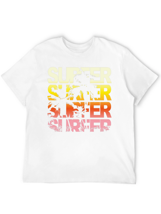 Retro Surfer Graphic Tee - Vintage Palm Tree Design