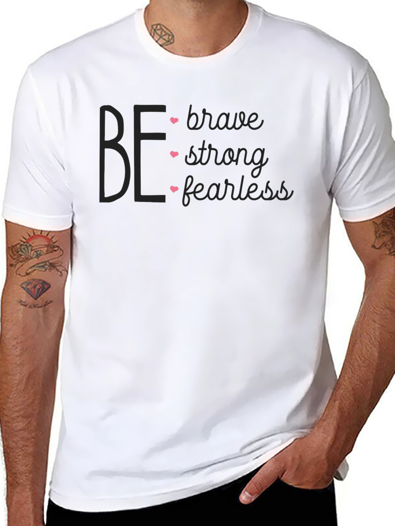 Be Brave Strong Fearless Graphic Tee - Black