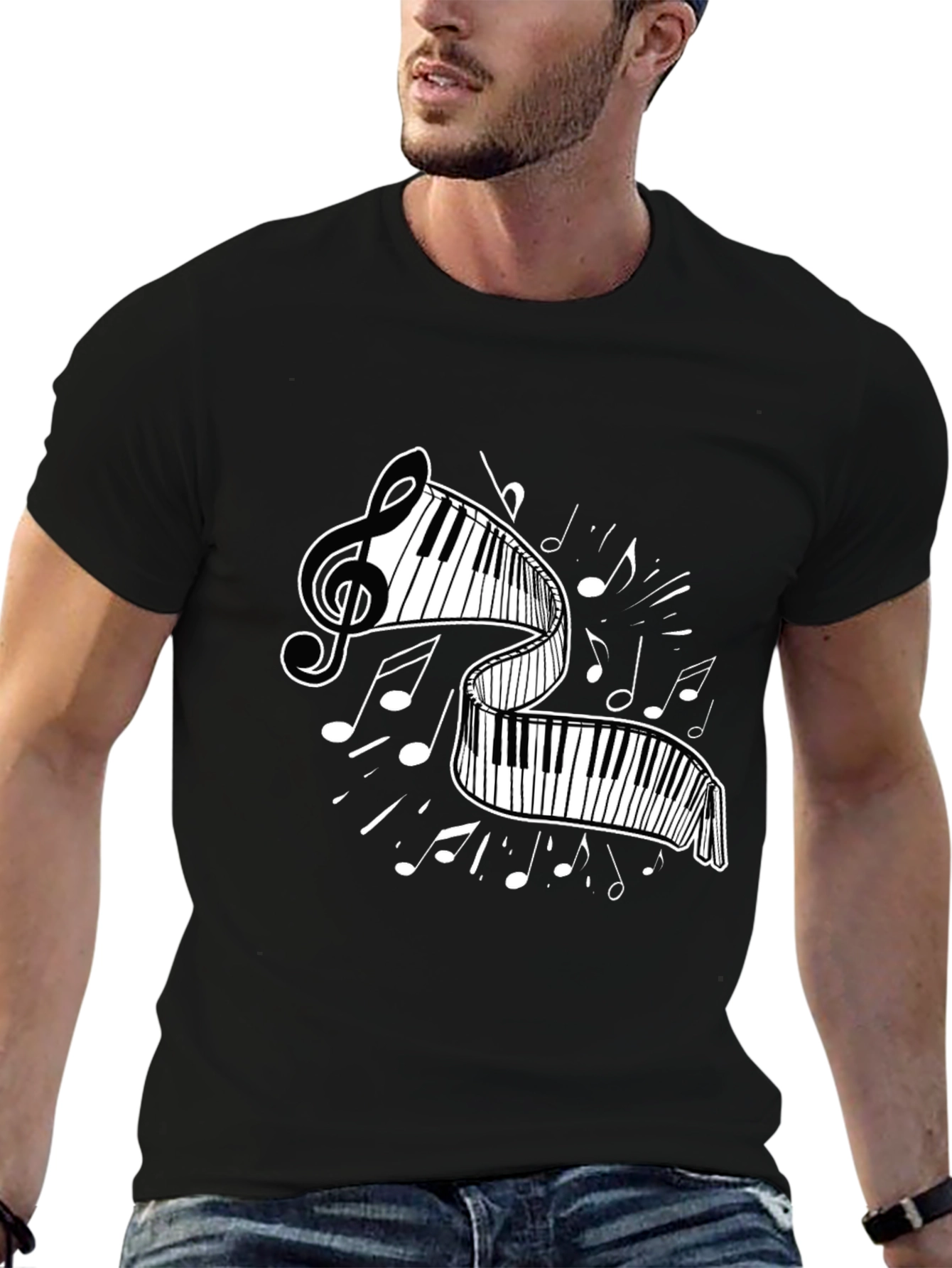 Musical Keyboard T-Shirt - Unique Treble Clef Design