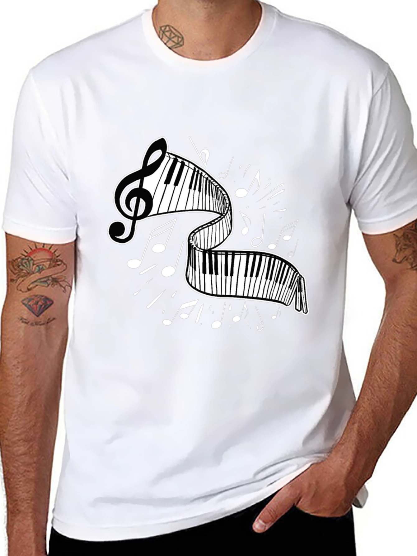 Musical Keyboard T-Shirt - Unique Treble Clef Design
