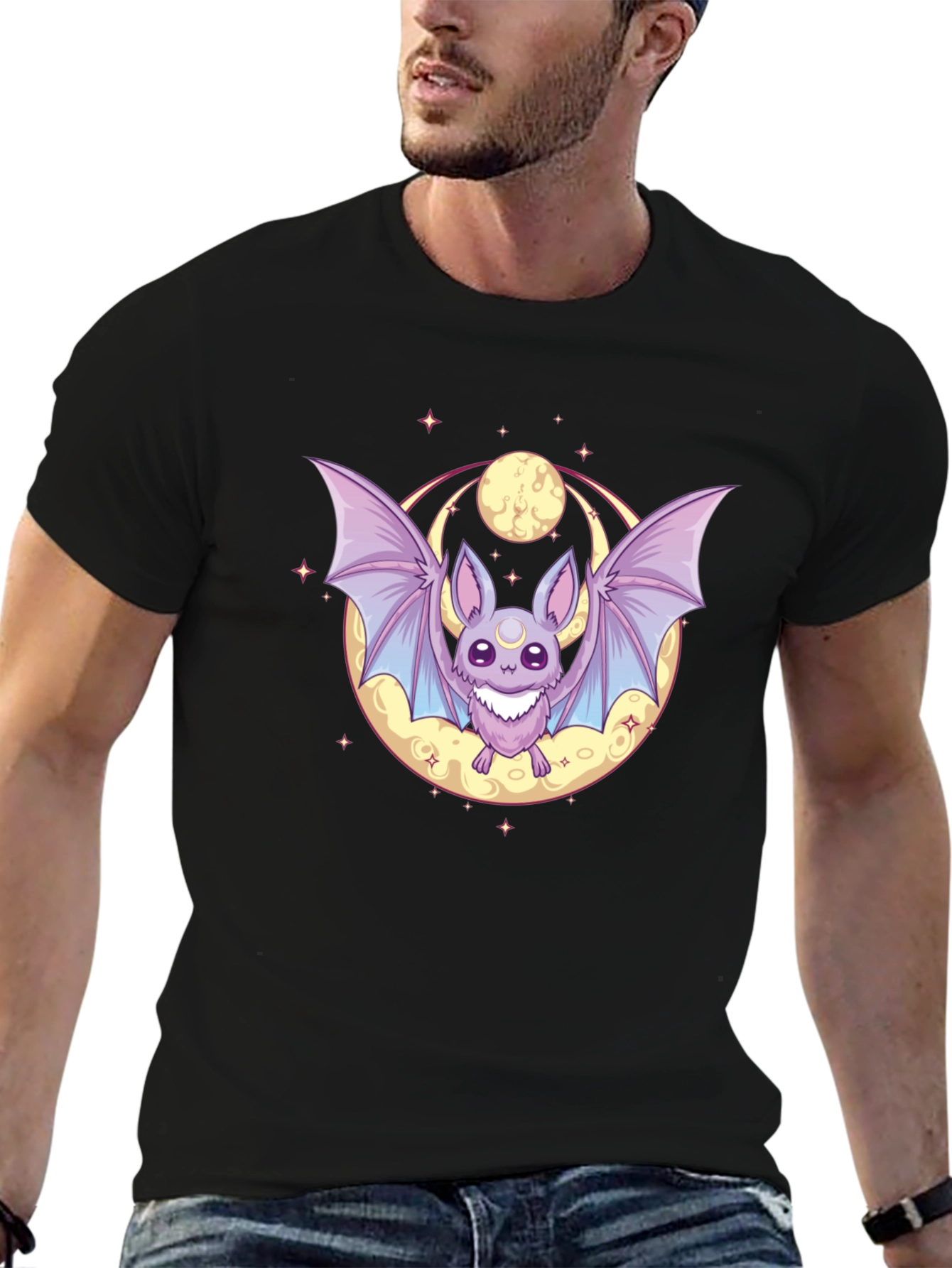 Cute Bat & Moon Graphic Tee