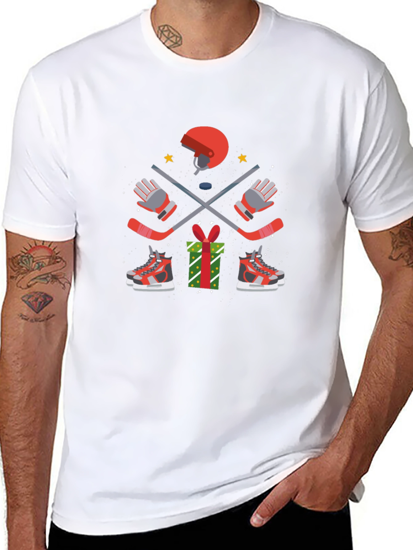 Holiday Hockey T-Shirt - Festive Hockey Gear Design