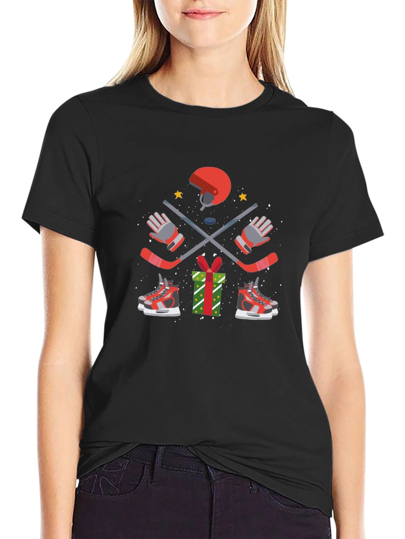 Holiday Hockey T-Shirt - Festive Hockey Gear Design