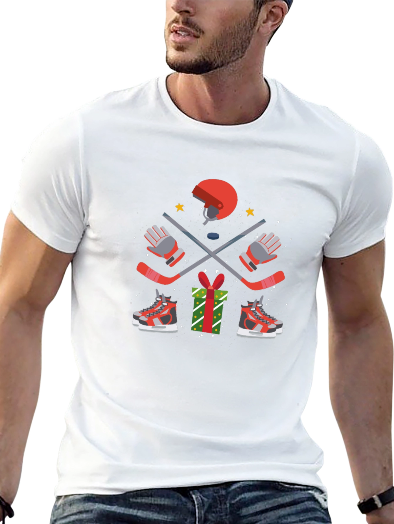 Holiday Hockey T-Shirt - Festive Hockey Gear Design
