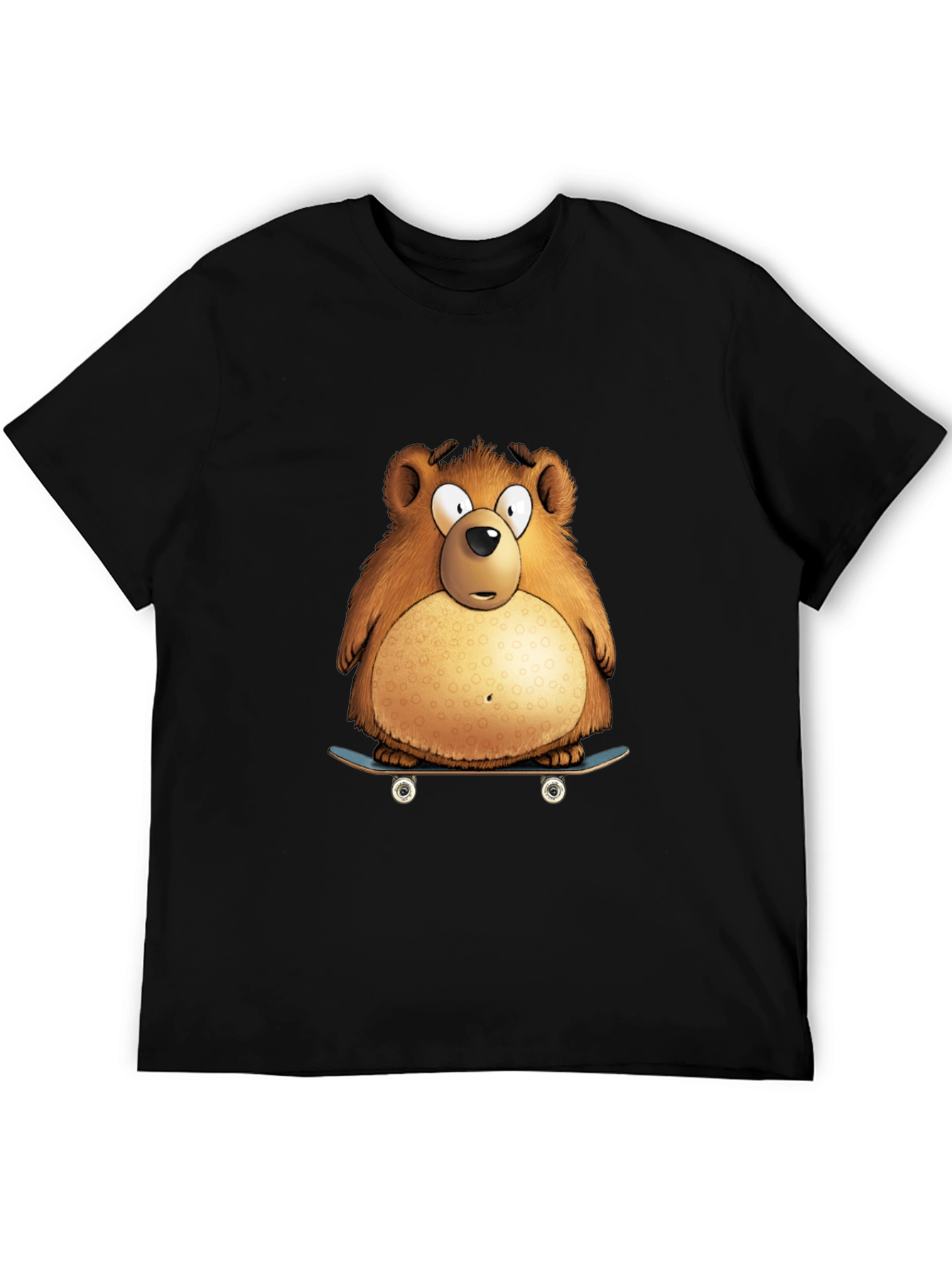 Bear on Skateboard Graphic Tee - Black