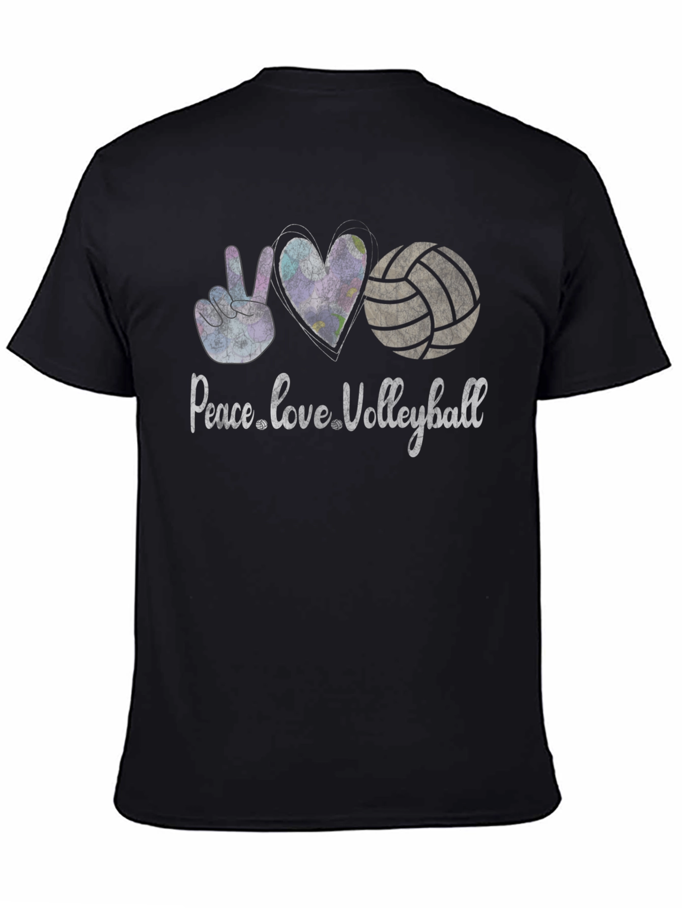 Peace Love Volleyball Graphic Tee - Black Cotton T-Shirt