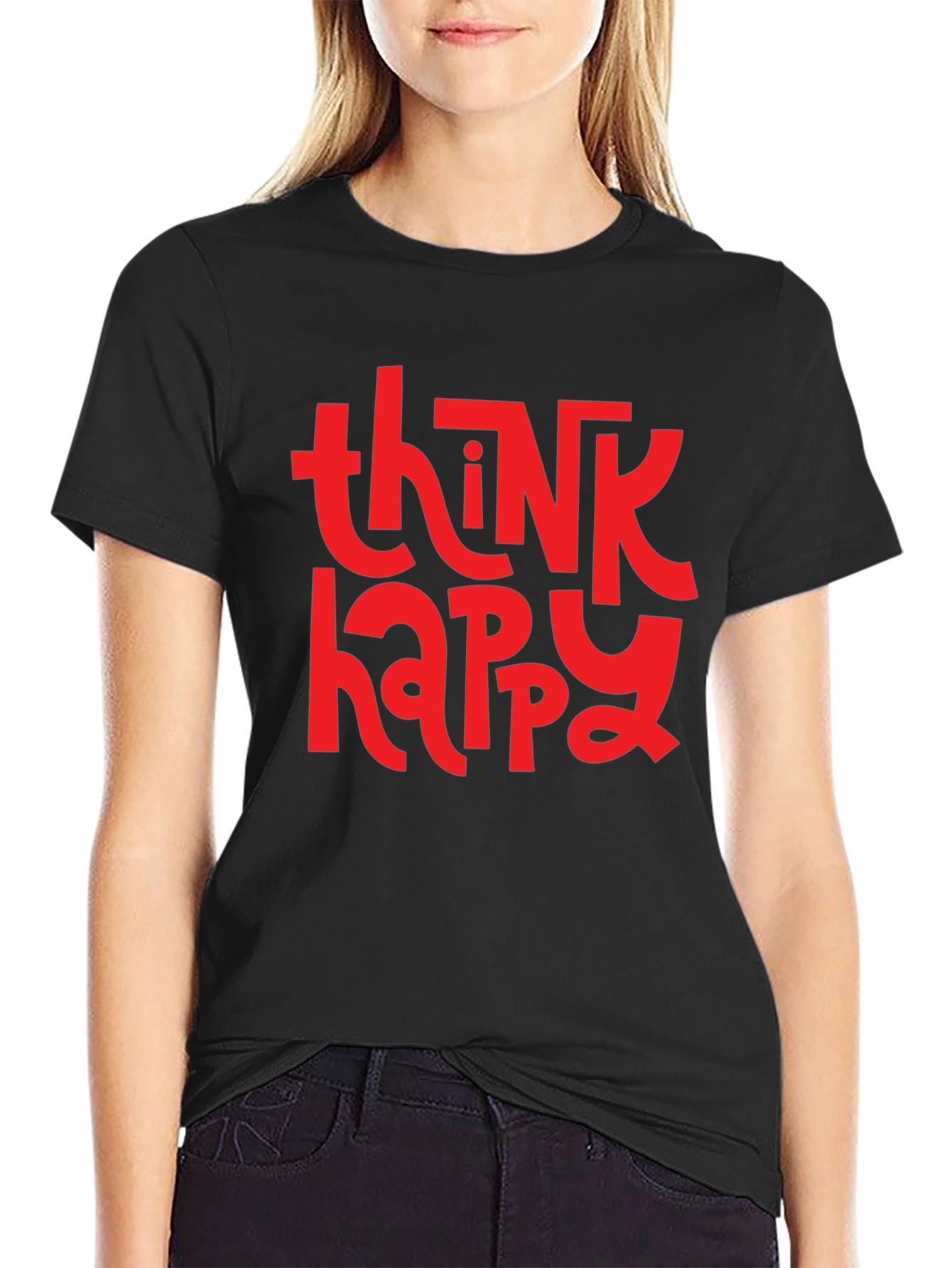 Think Happy Graphic Tee - Black