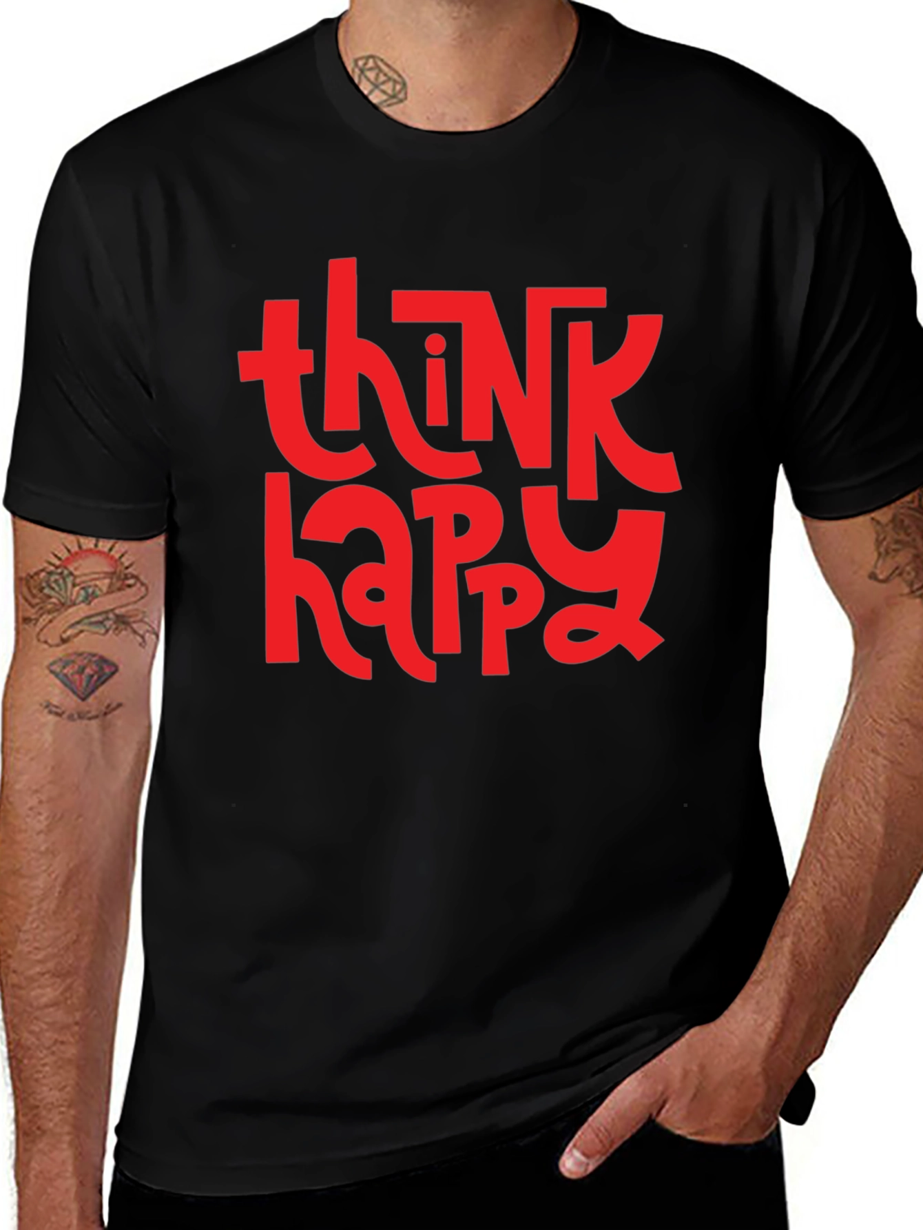 Think Happy Graphic Tee - Black