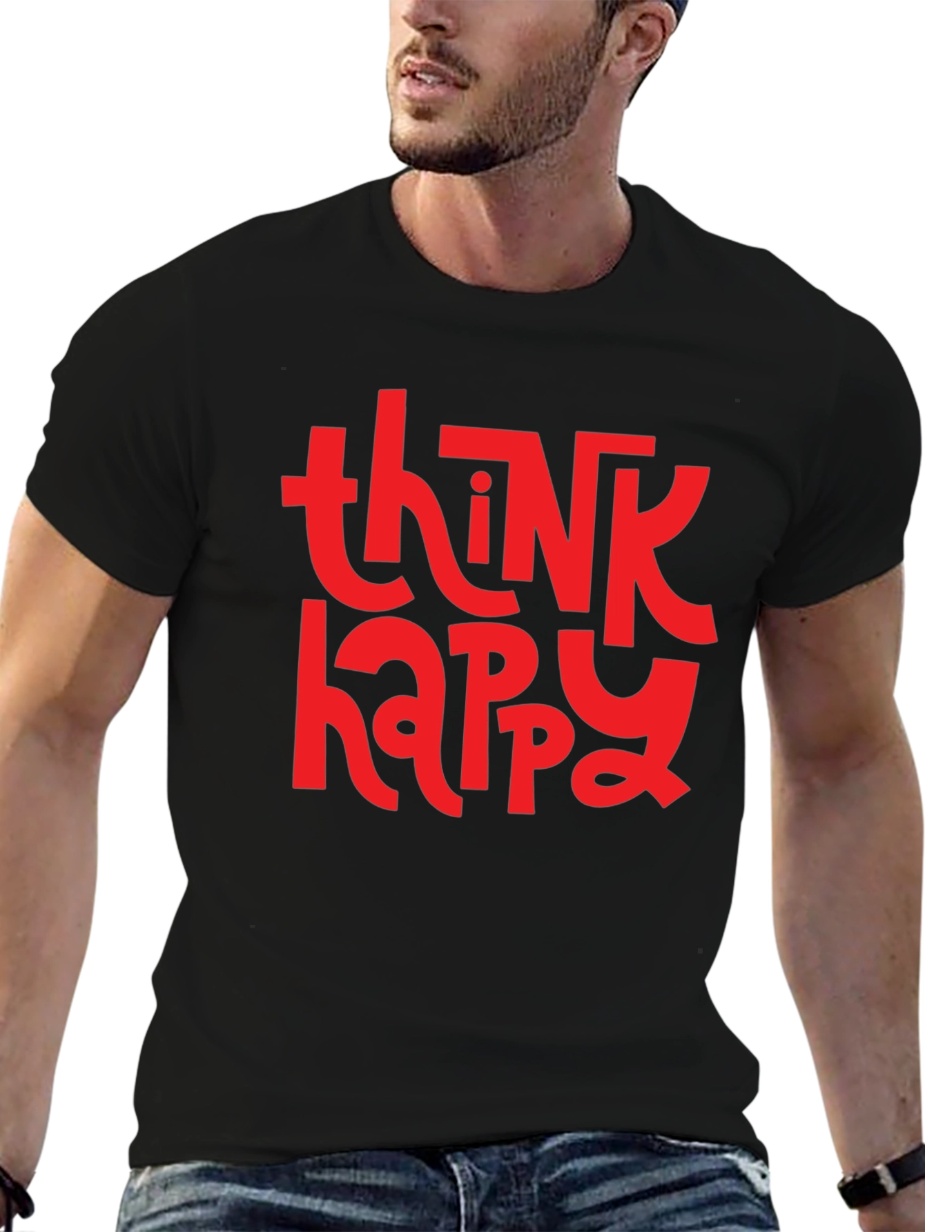 Think Happy Graphic Tee - Black