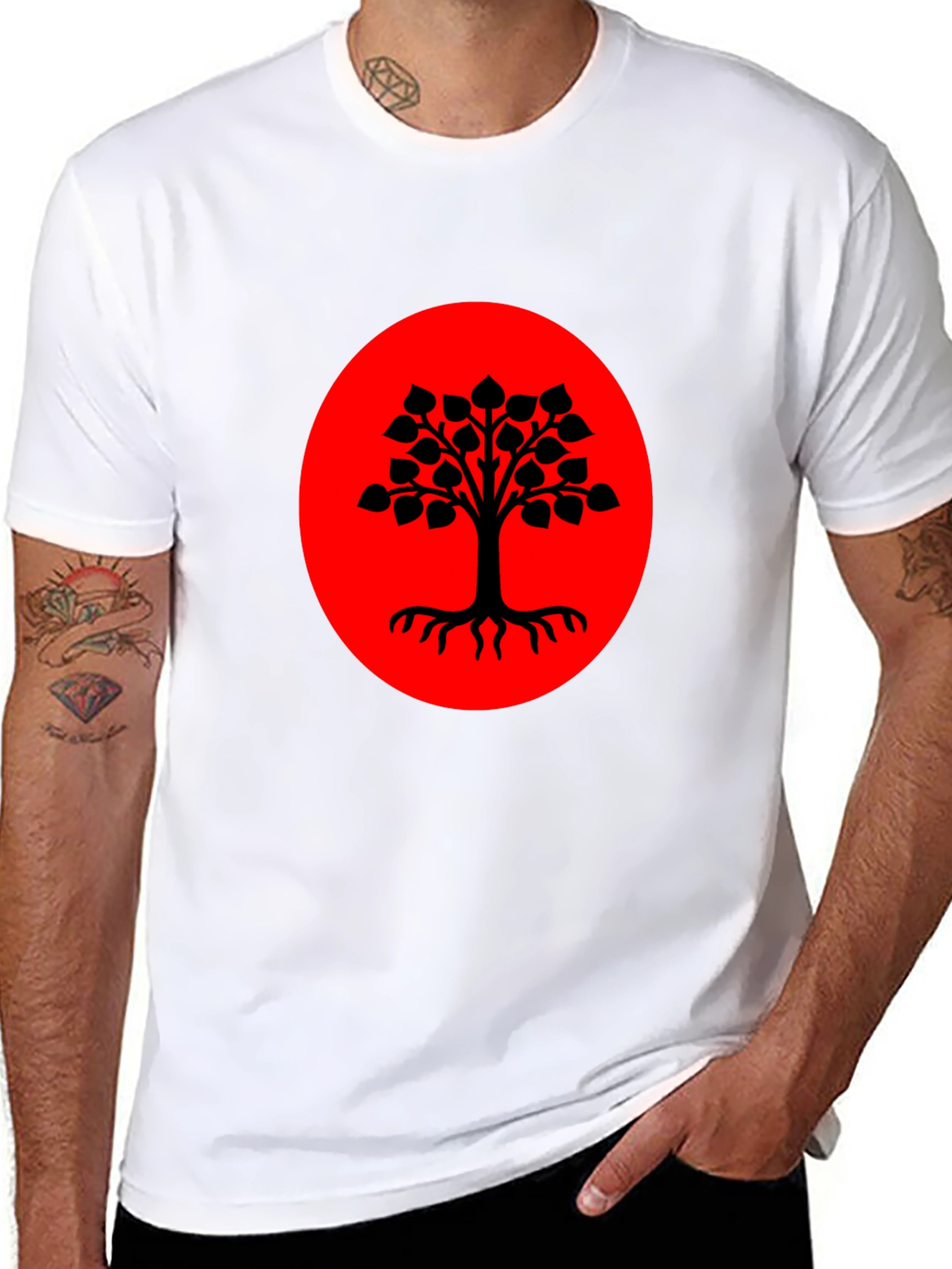 Tree of Life Graphic Tee - Red & Black