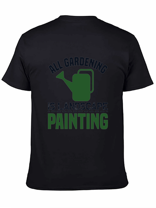 Gardening Landscape Painting T-Shirt - Black