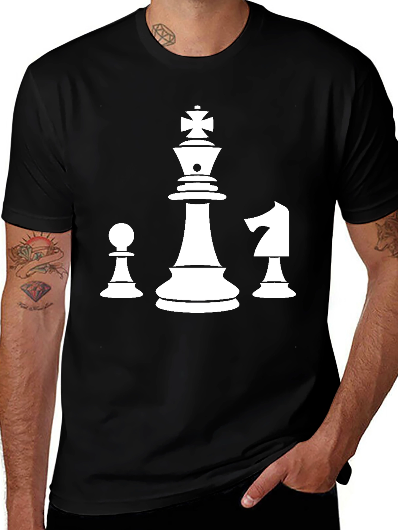 Chess Piece T-Shirt - King Pawn Knight Design