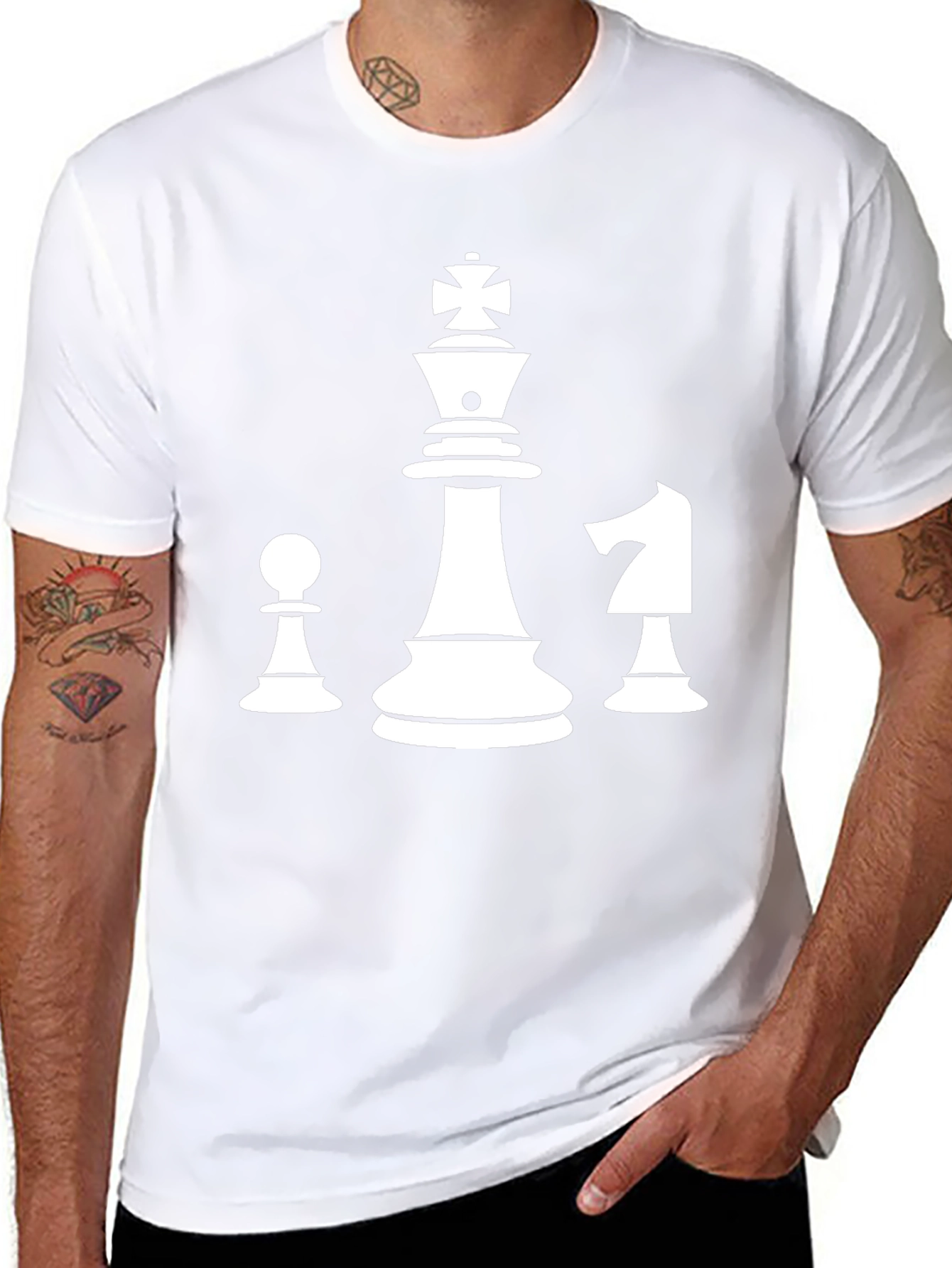Chess Piece T-Shirt - King Pawn Knight Design