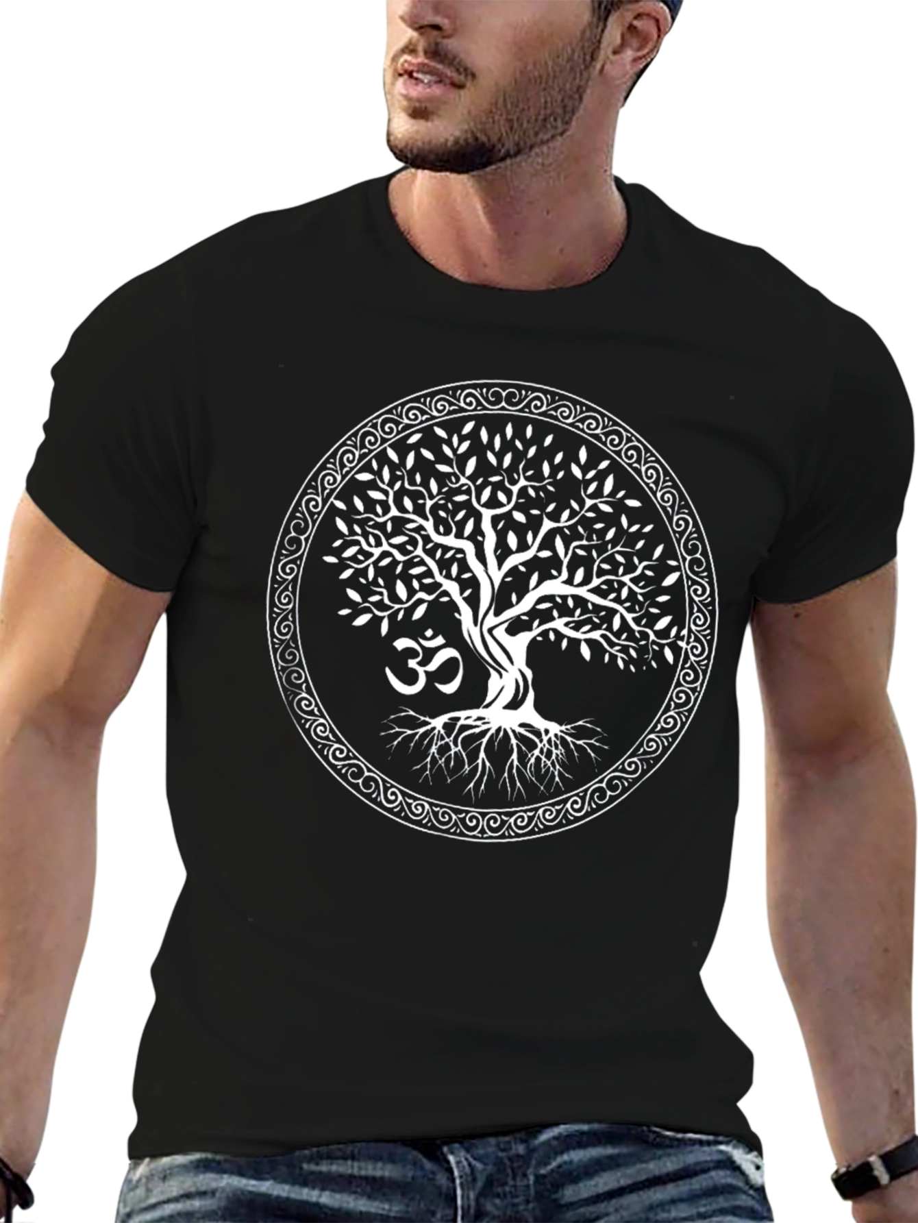Tree of Life Om Symbol Black T-Shirt