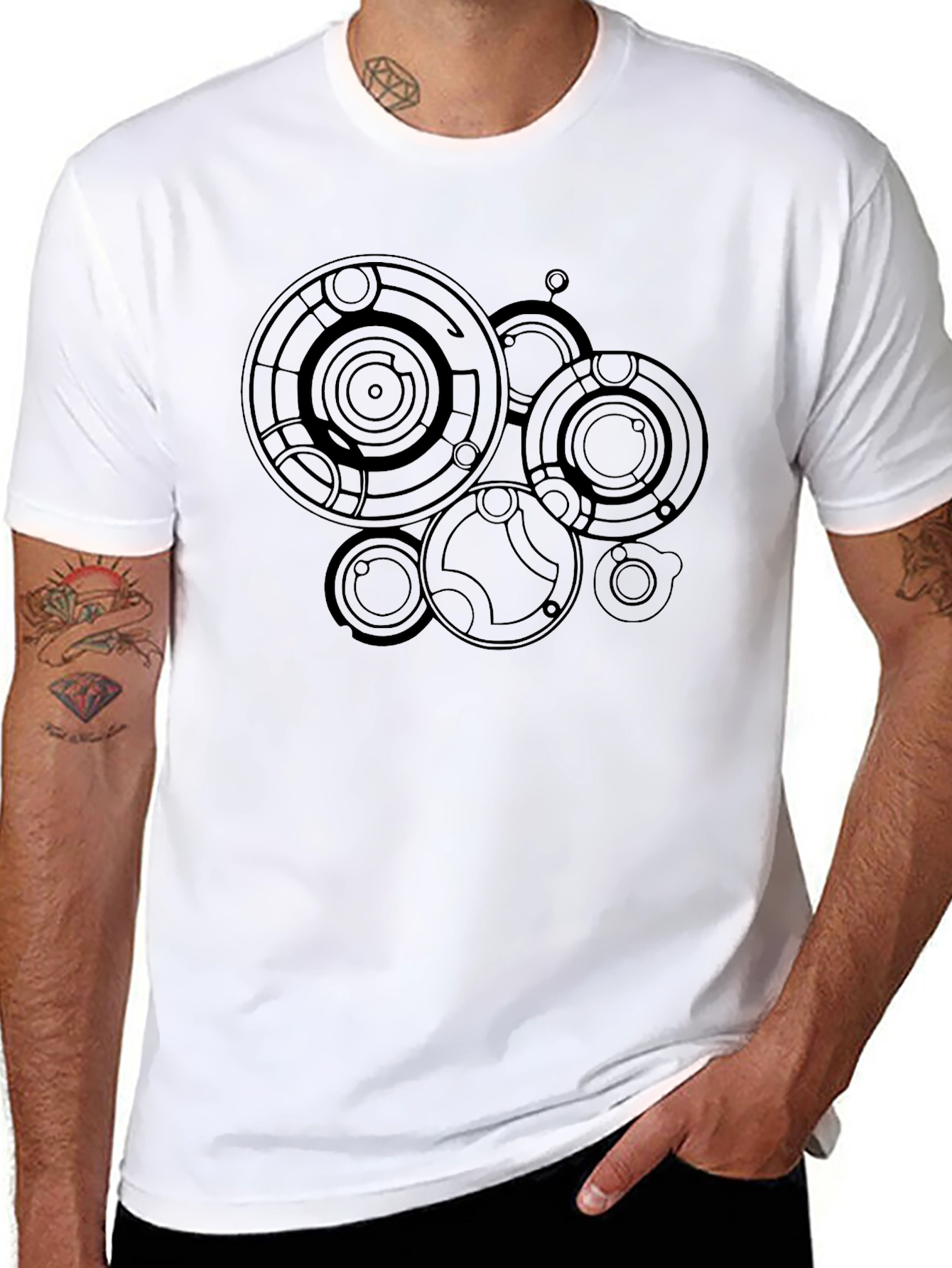 Gallifreyan Circle Design T-Shirt - Black Cotton Tee