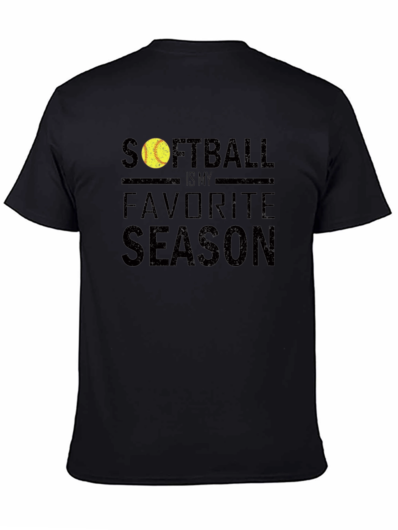 Softball Is My Favorite Season Black T-Shirt