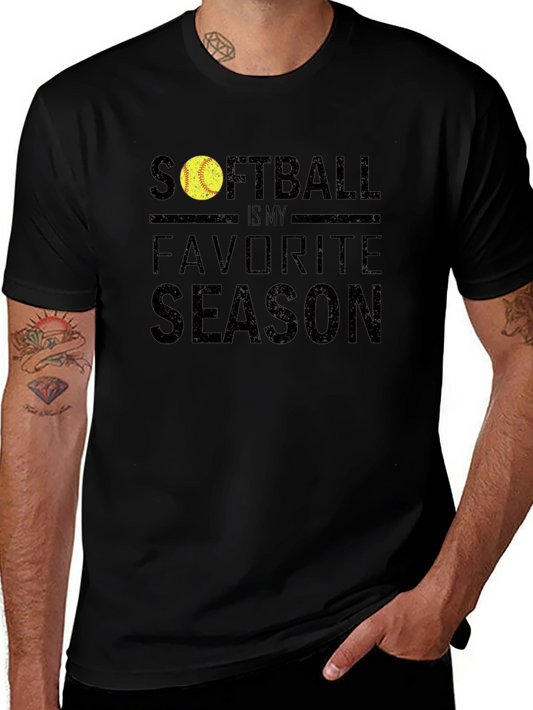 Softball Is My Favorite Season Black T-Shirt