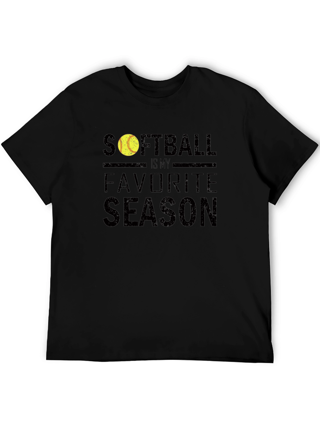 Softball Is My Favorite Season Black T-Shirt
