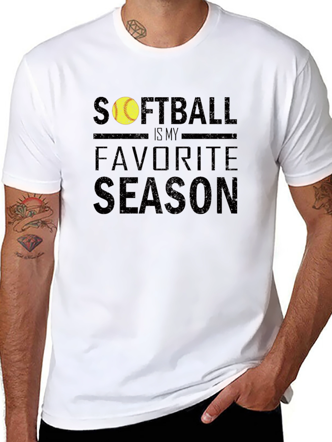Softball Is My Favorite Season Black T-Shirt