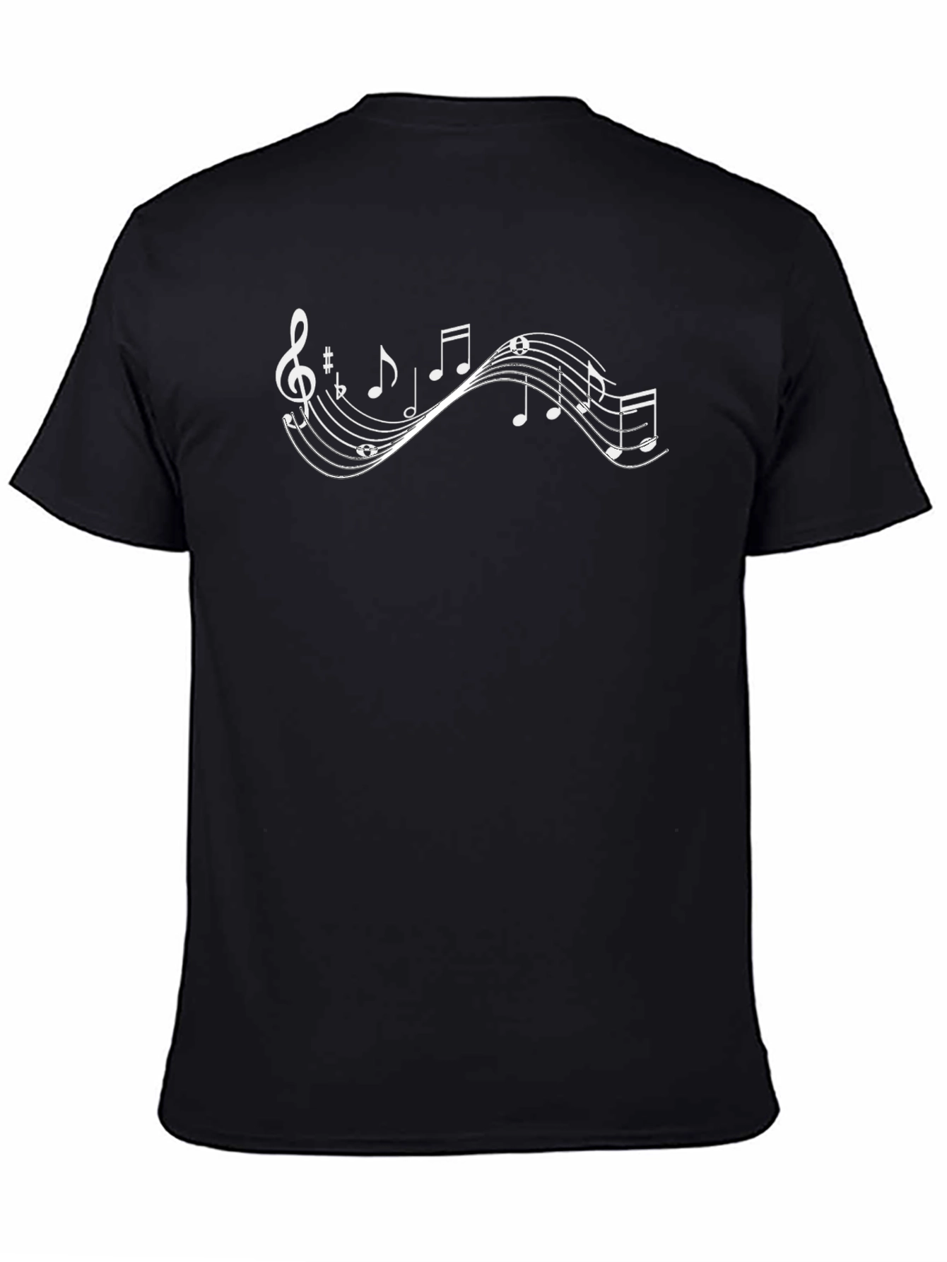 Musical Notes Graphic Print Black T-Shirt