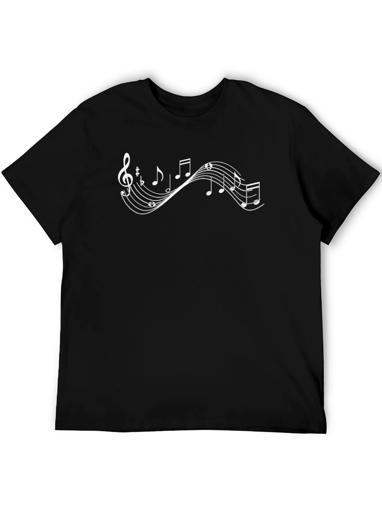 Musical Notes Graphic Print Black T-Shirt