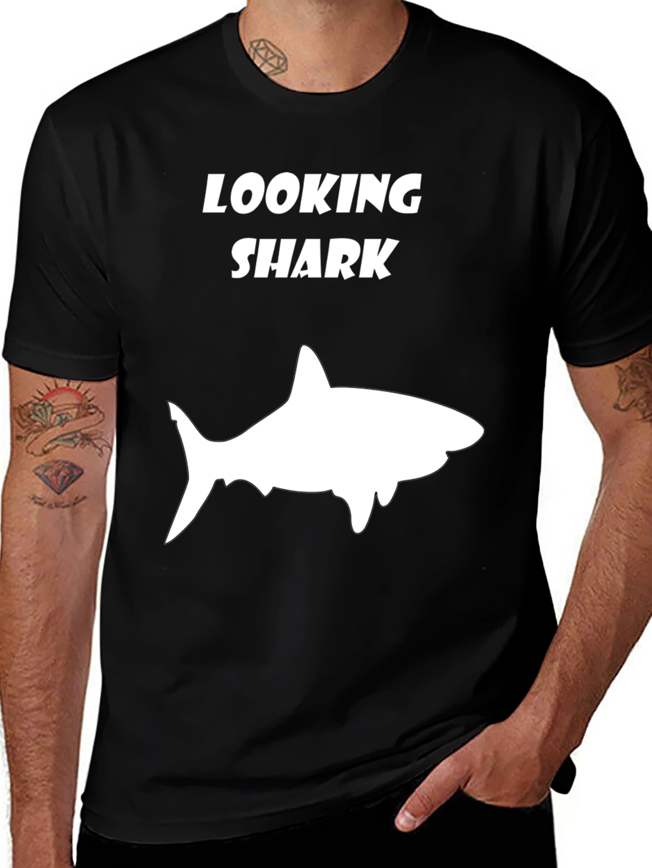 Looking Shark T-Shirt - Funny Graphic Tee