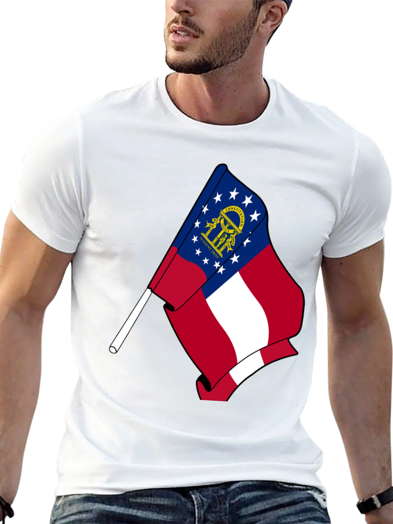 Georgia State Flag Black T-Shirt