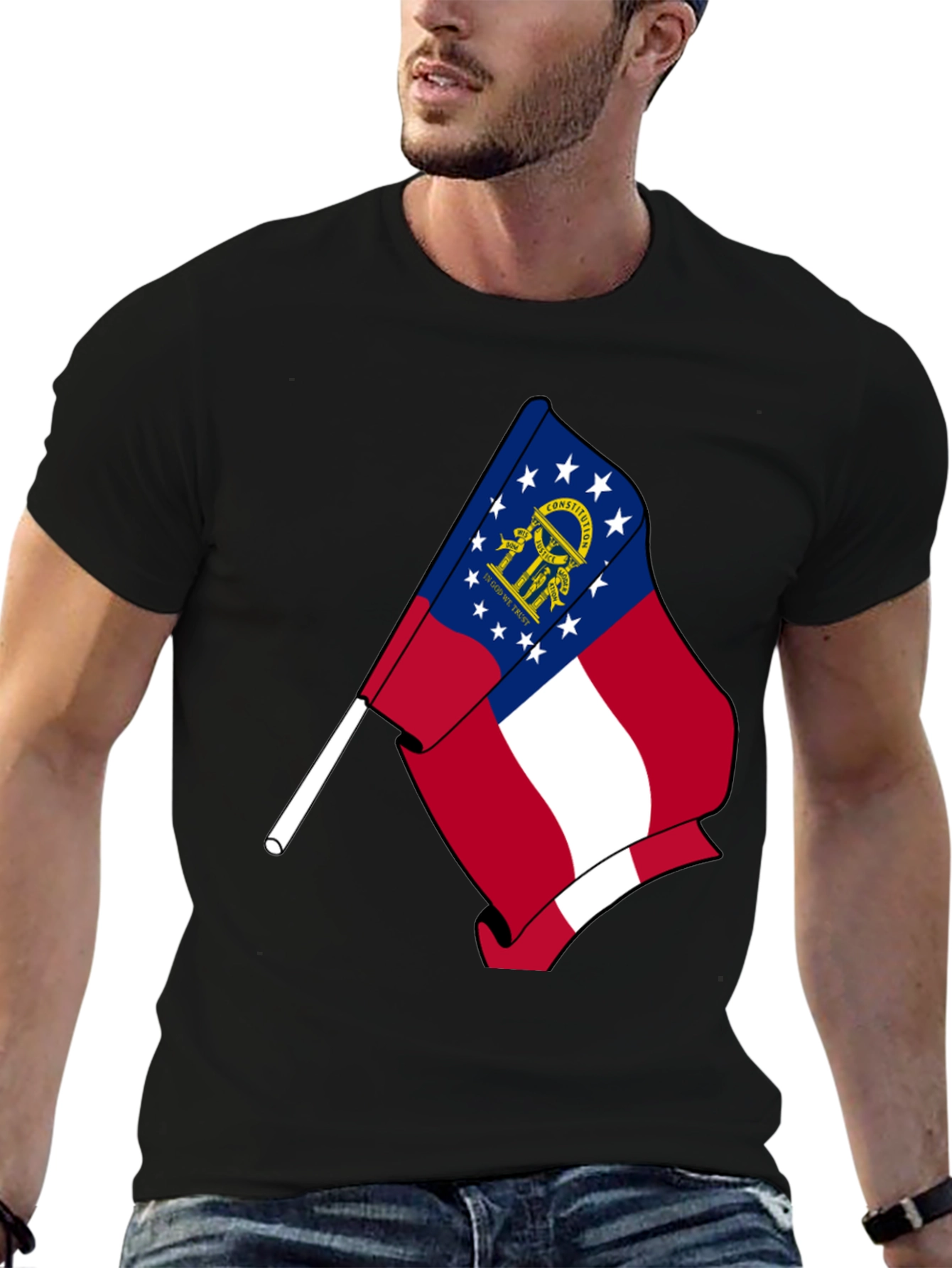 Georgia State Flag Black T-Shirt