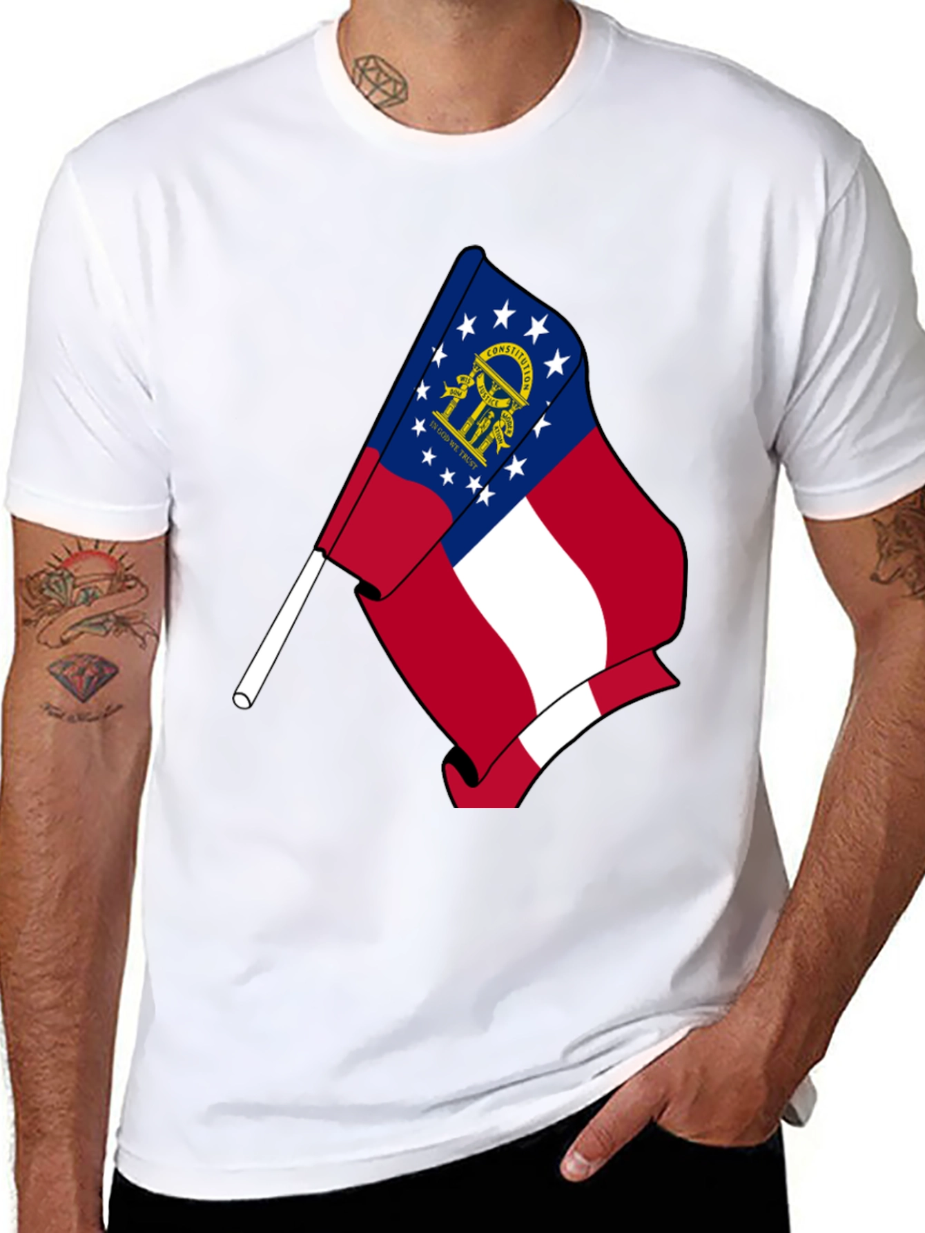 Georgia State Flag Black T-Shirt