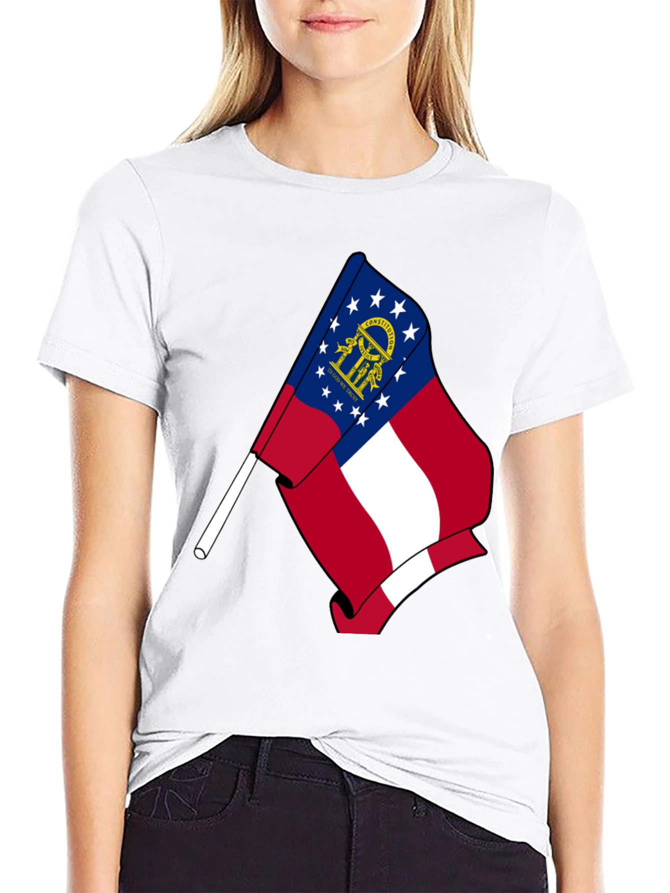 Georgia State Flag Black T-Shirt