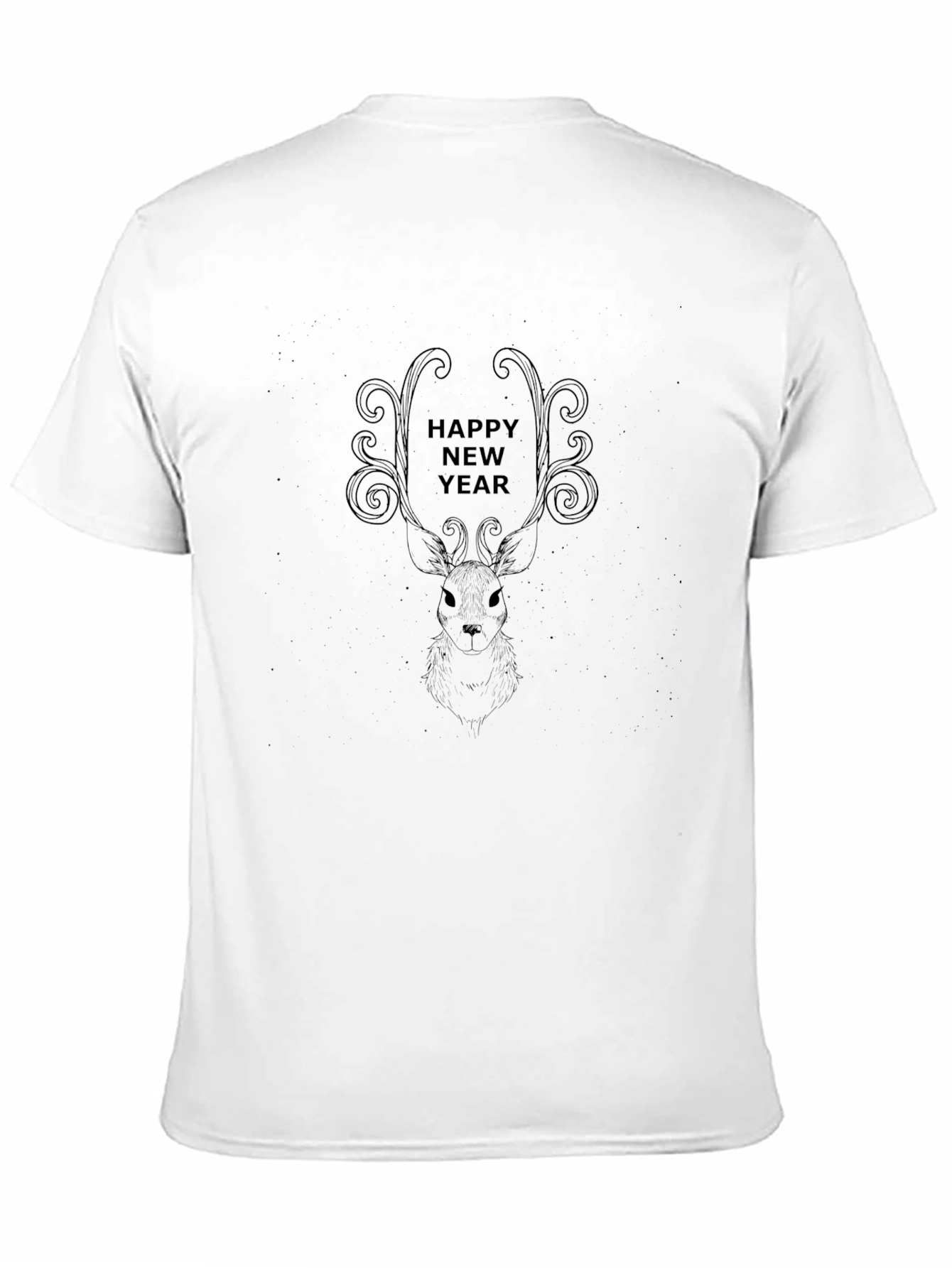 Festive New Year Deer Graphic Tee - Black