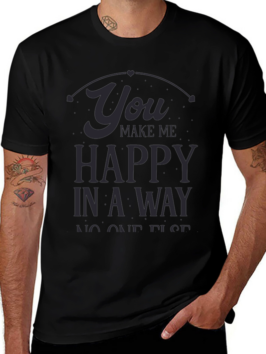You Make Me Happy Black Graphic Tee
