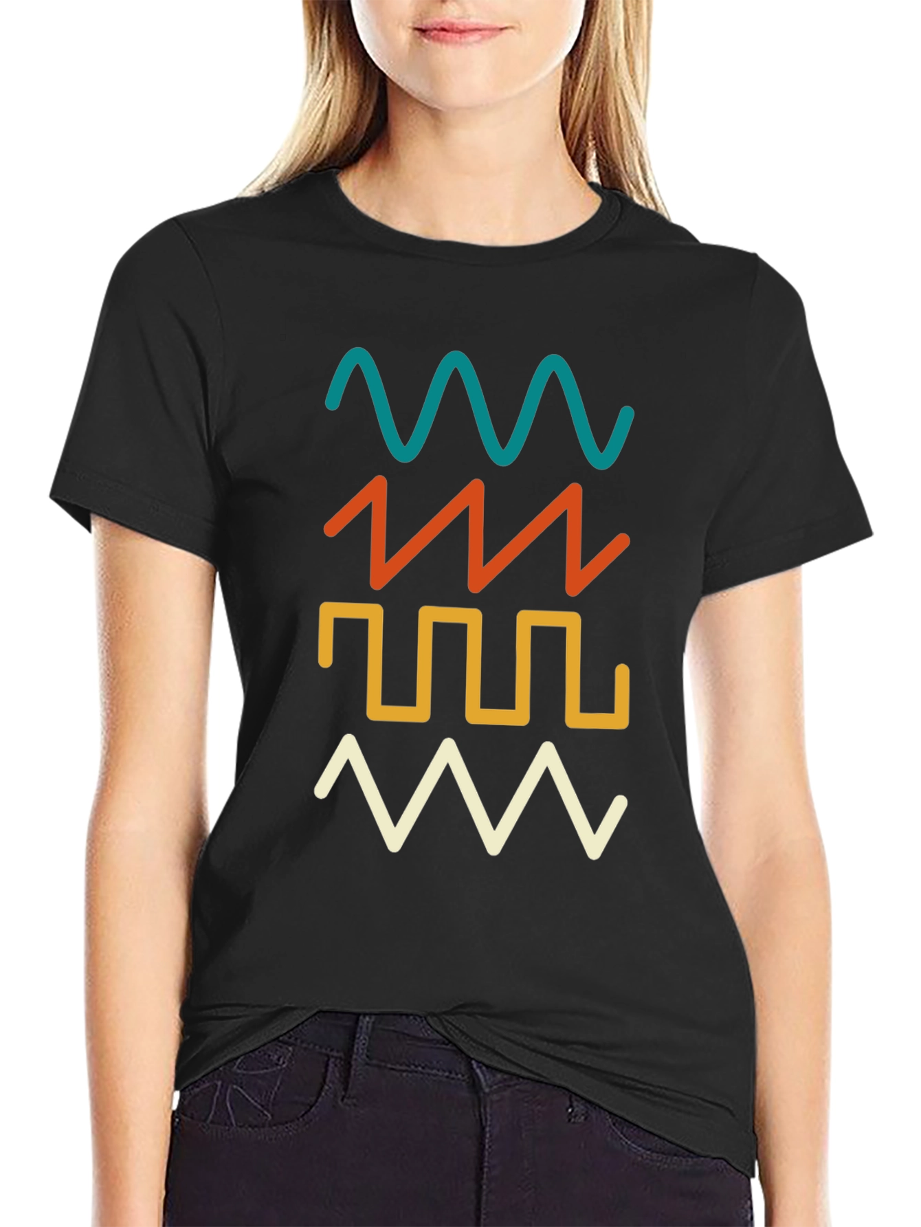 Retro Waveform Graphic Tee - Black