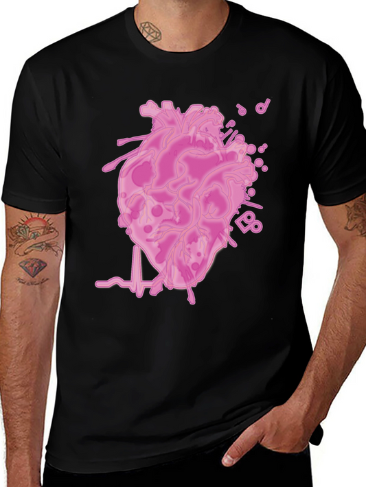 Anatomical Heartbeat Graphic T-Shirt - Black