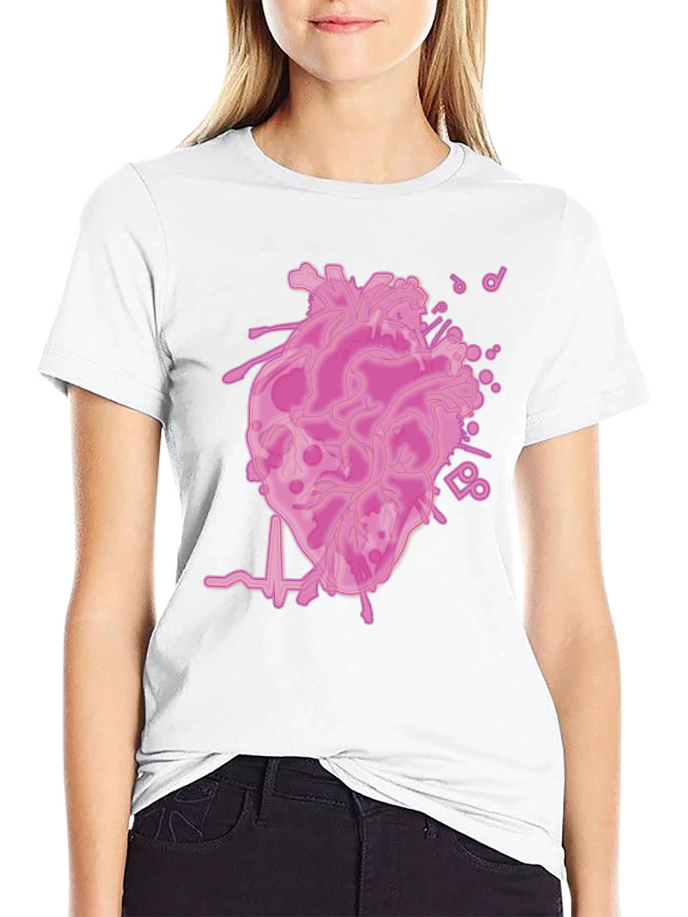 Anatomical Heartbeat Graphic T-Shirt - Black