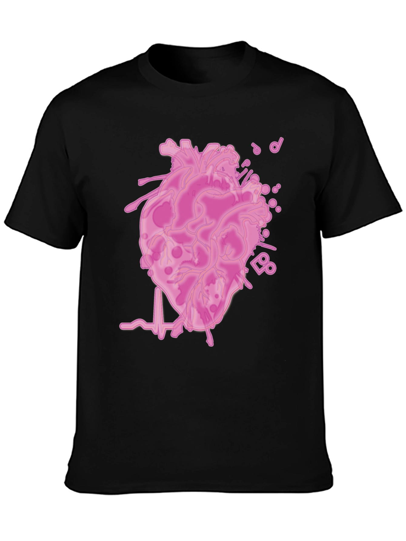 Anatomical Heartbeat Graphic T-Shirt - Black