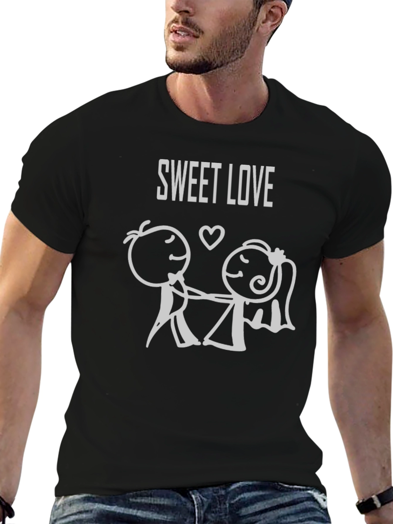Sweet Love Graphic Tee - Black Cotton Blend