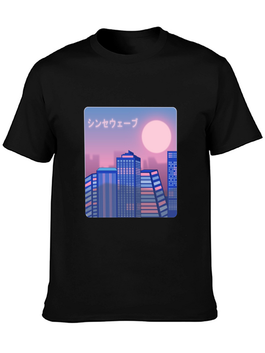 Synthwave Cityscape Graphic Tee - Retro Style