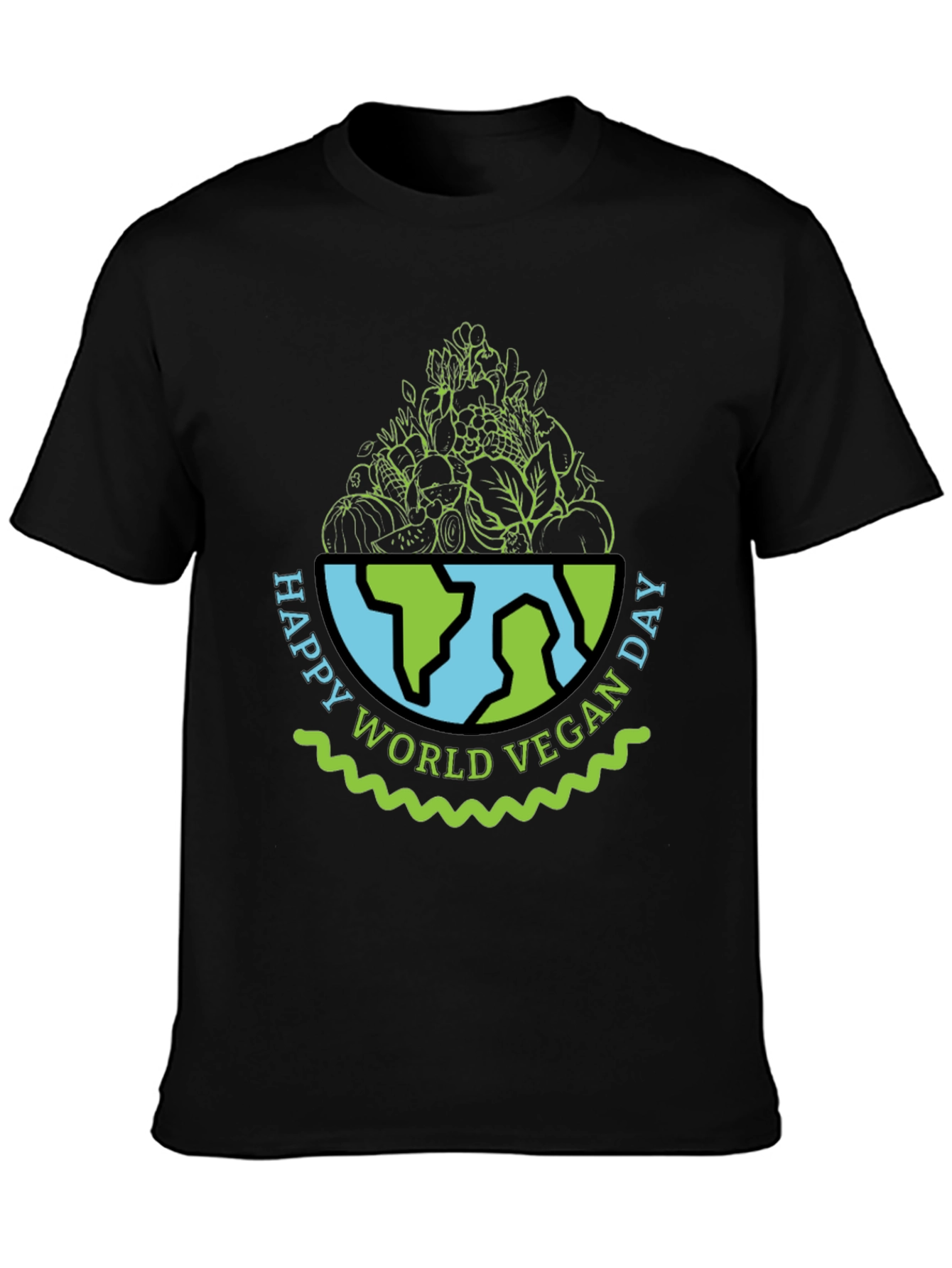 Vegan Day T-Shirt - World Globe with Vegetables