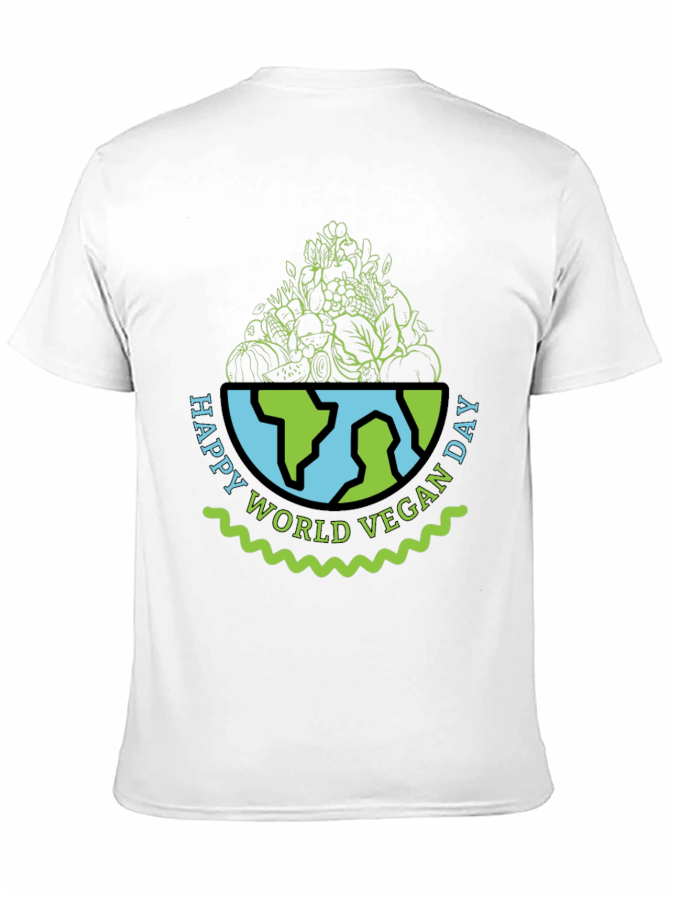 Vegan Day T-Shirt - World Globe with Vegetables