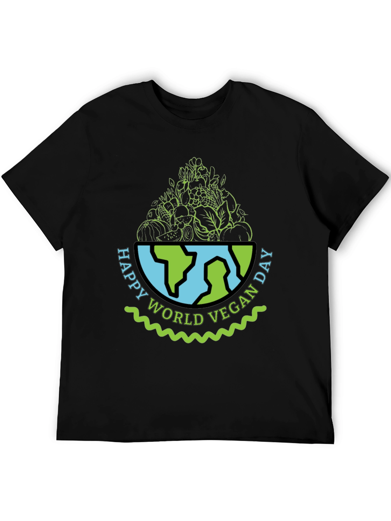 Vegan Day T-Shirt - World Globe with Vegetables