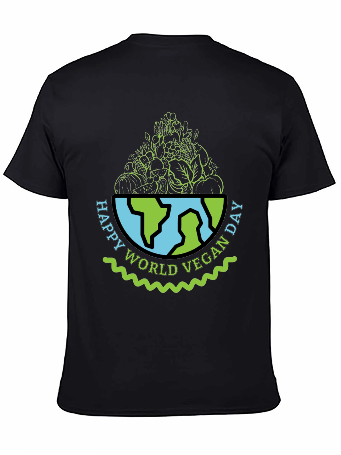 Vegan Day T-Shirt - World Globe with Vegetables