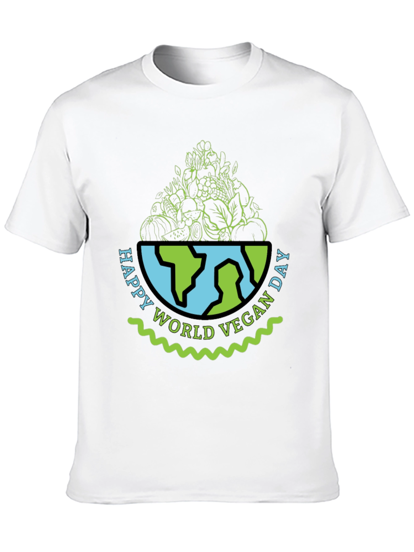 Vegan Day T-Shirt - World Globe with Vegetables