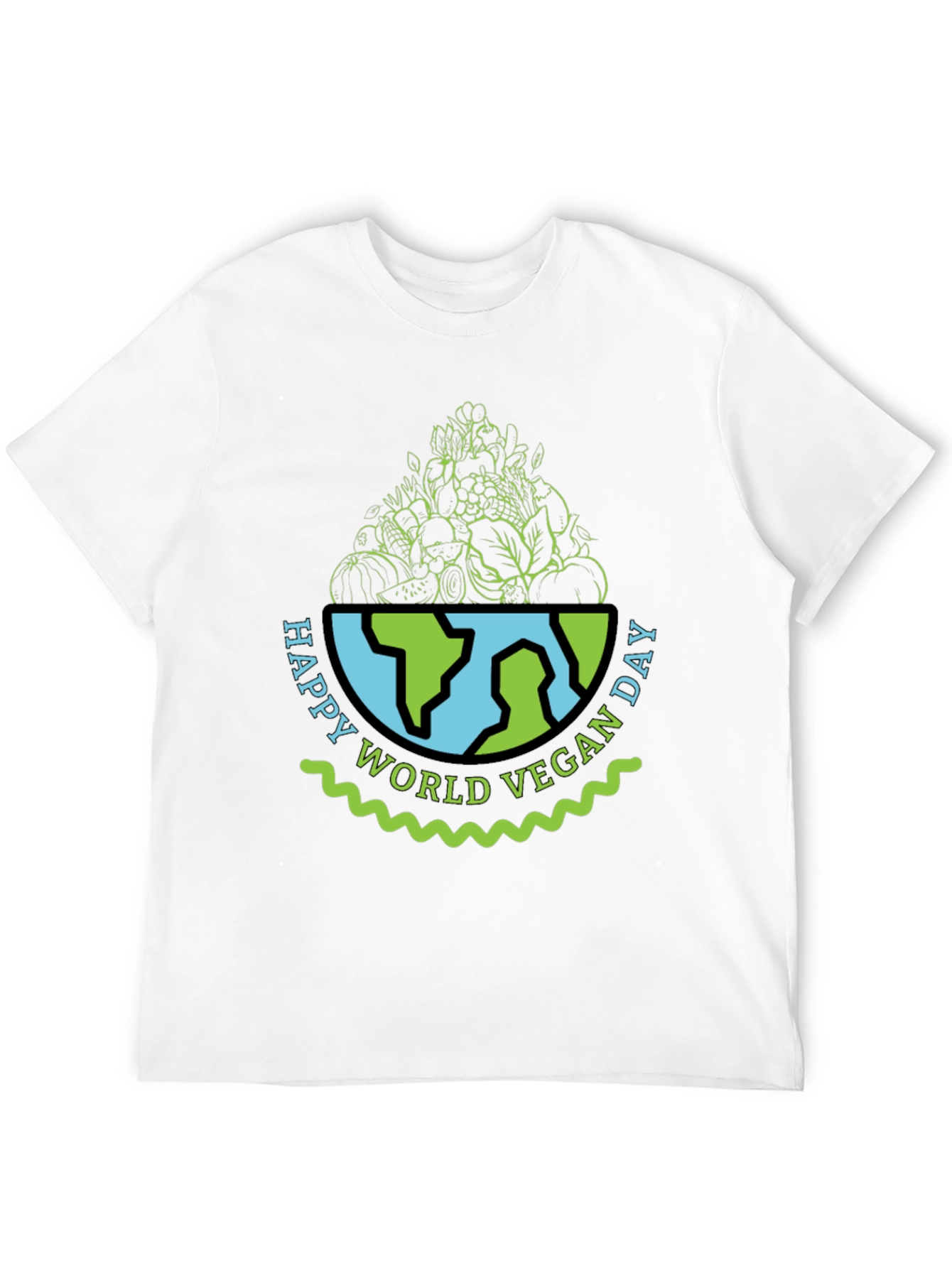 Vegan Day T-Shirt - World Globe with Vegetables