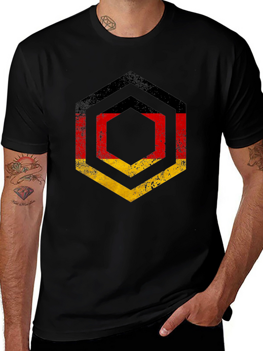 German Flag Hexagon Graphic T-Shirt