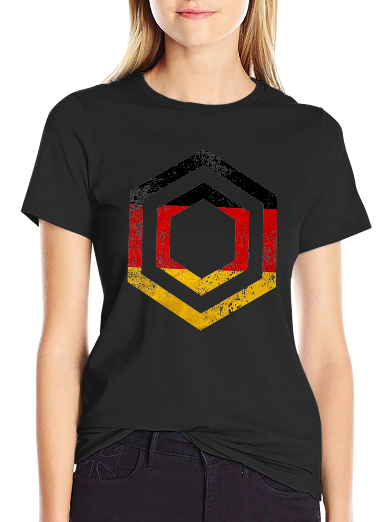 German Flag Hexagon Graphic T-Shirt