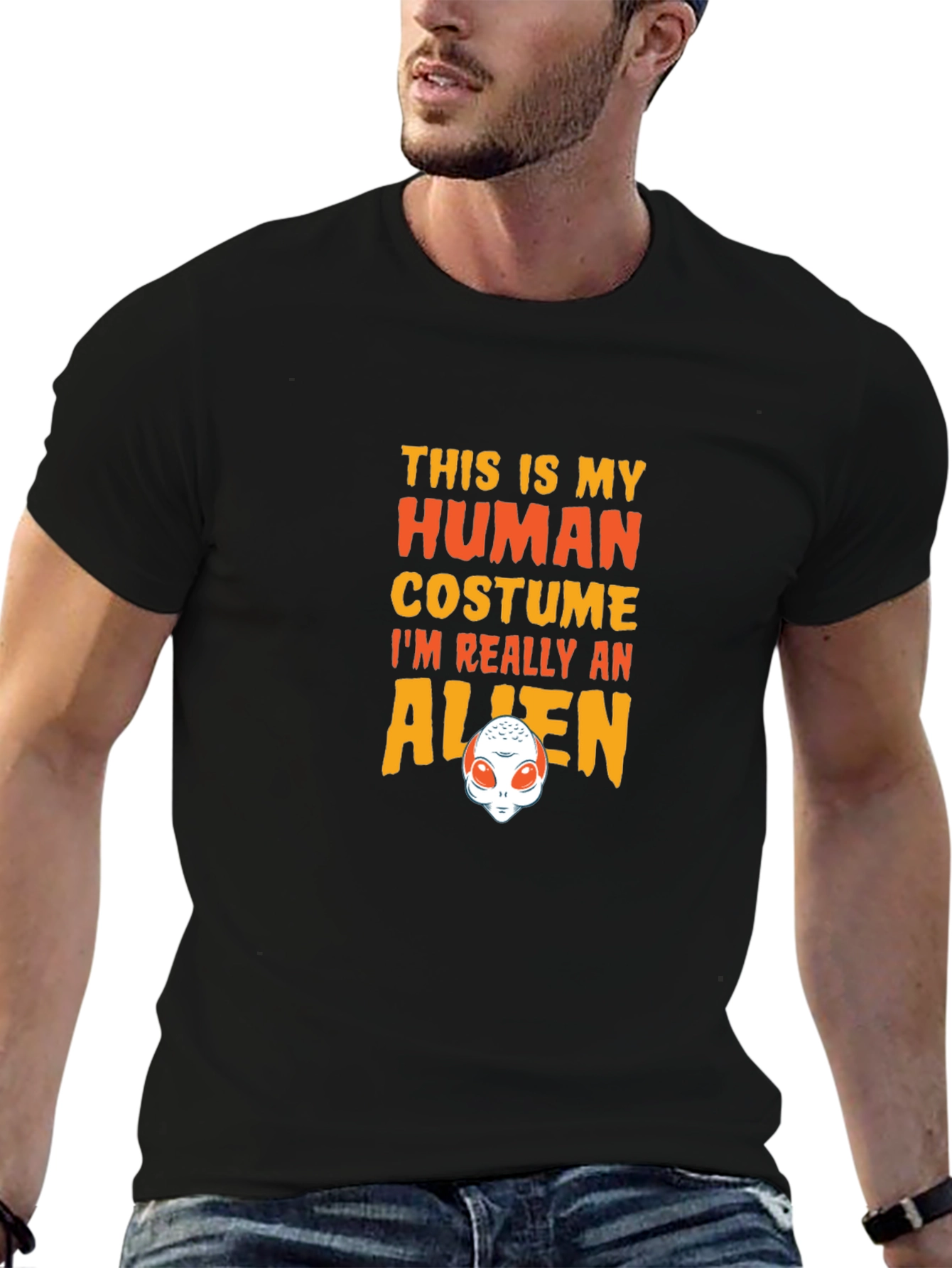 Alien Costume Graphic Tee - Funny Halloween T-Shirt